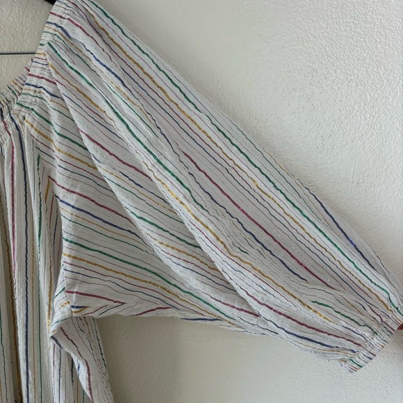 Apiece Apart Tilton Tiered Maxi Dress White Metallic Stripes Womens Size XL $435 - Picture 8 of 13